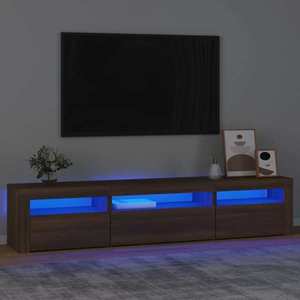 vidaXL Comodă TV cu lumini LED, stejar maro, 195x35x40 cm imagine