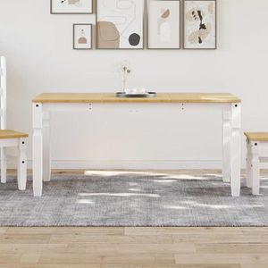 vidaXL Masă de sufragerie "Corona", alb 160x80x75 cm lemn masiv de pin imagine