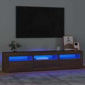 vidaXL Comodă TV cu lumini LED, stejar maro, 180x35x40 cm imagine