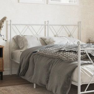 vidaXL Tăblie de pat metalică, alb, 137 cm imagine