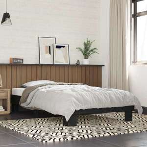 vidaXL Cadru de pat, negru, 100x200 cm, lemn prelucrat și metal imagine