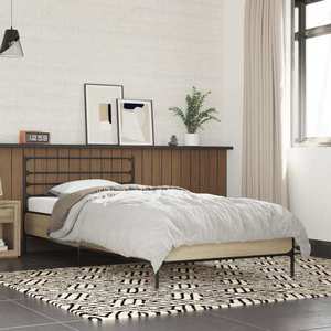 vidaXL Cadru de pat, stejar sonoma, 90x200 cm, lemn prelucrat și metal imagine