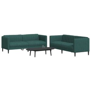 vidaXL Set canapele, 2 piese, verde închis, material textil imagine