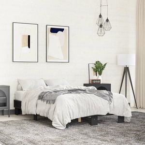 vidaXL Cadru de pat, negru, 140x190 cm, lemn prelucrat și metal imagine