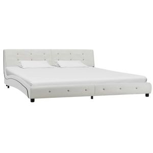 vidaXL Cadru de pat, alb, 180 x 200 cm, piele ecologică imagine
