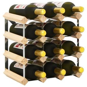 Suport sticle de vin pentru 12 sticle, lemn masiv de pin imagine