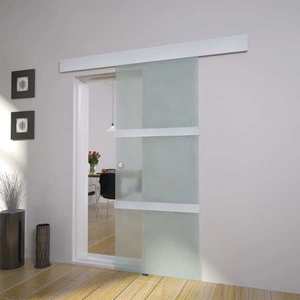 Ușă glisantă, argintiu, 178 cm, sticlă și aluminiu imagine