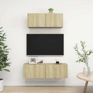 vidaXL Set dulapuri TV, 2 piese, stejar sonoma, lemn prelucrat imagine