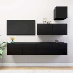 vidaXL Set dulapuri TV, 4 piese, negru, lemn prelucrat imagine