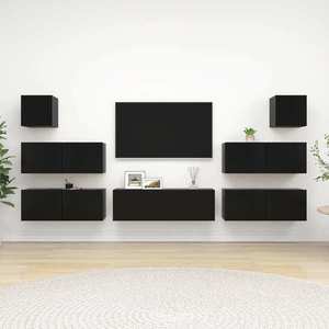 vidaXL Set dulapuri TV, 7 piese, negru, lemn prelucrat imagine