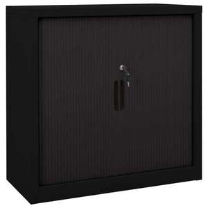 vidaXL Dulap cu ușă glisantă, negru, 90x40x90 cm, oțel imagine