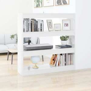 vidaXL Bibliotecă/Separator cameră, alb extra lucios, 100x30x103 cm imagine