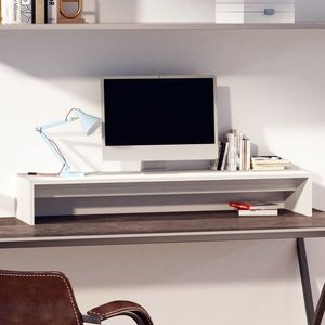vidaXL Suport pentru monitor, alb, 100x27x15 cm, lemn masiv pin imagine