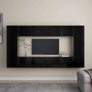 vidaXL Set dulapuri TV, 8 piese, negru, lemn prelucrat imagine