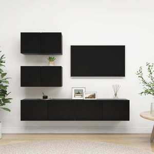 vidaXL Set dulapuri TV, 4 piese, negru, lemn prelucrat imagine