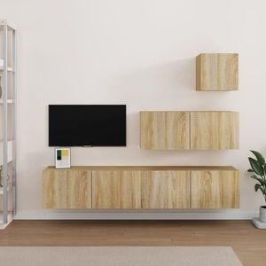 vidaXL Set dulap TV, 4 piese, stejar sonoma, lemn prelucrat imagine