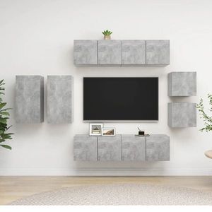 vidaXL Set de dulapuri TV, 8 piese, gri beton, lemn prelucrat imagine