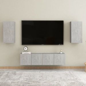 vidaXL Set dulapuri TV, 4 piese, gri beton, lemn prelucrat imagine