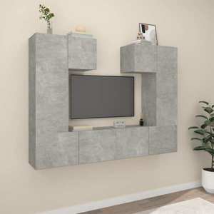 vidaXL Set dulap TV, 6 piese, gri beton, lemn prelucrat imagine