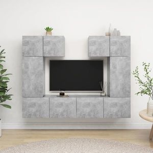 vidaXL Set dulapuri TV, 6 piese, gri beton, lemn prelucrat imagine