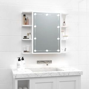 vidaXL Dulap cu oglindă și LED, alb extralucios, 70x16, 5x60 cm imagine
