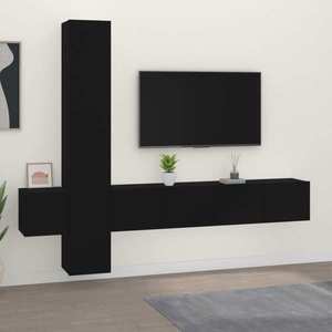 vidaXL Set dulap TV, 5 piese, negru, lemn prelucrat imagine