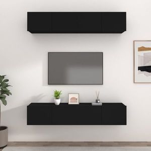 vidaXL Comode TV, 4 buc., negru, 80x30x30 cm, lemn compozit imagine