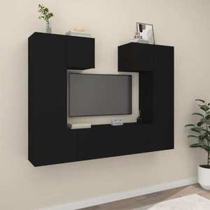vidaXL Set dulap TV, 6 piese, negru, lemn prelucrat imagine