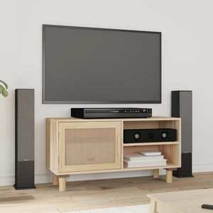 vidaXL Comodă TV, maro, 80x30x40 cm, lemn masiv pin și ratan natural imagine