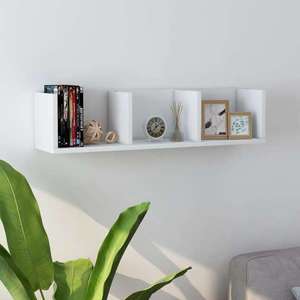 vidaXL Raft de perete pentru CD-uri, alb, 75x18x18 cm, lemn prelucrat imagine