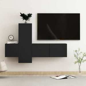 vidaXL Set dulapuri TV, 3 buc., negru, lemn prelucrat imagine
