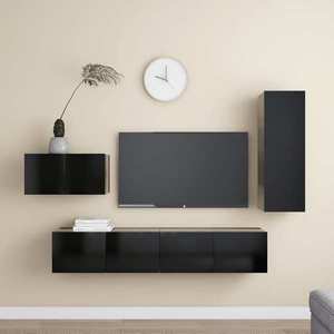vidaXL Set dulapuri TV, 4 buc., negru, lemn prelucrat imagine
