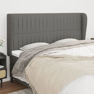 vidaXL Tăblie de pat cu aripioare gri închis 163x23x118/128 cm textil imagine
