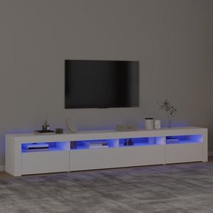 vidaXL Comodă TV cu lumini LED, alb, 240x35x40 cm imagine