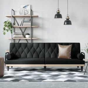 vidaXL Canapea extensibilă cu cotiere, negru, textil imagine