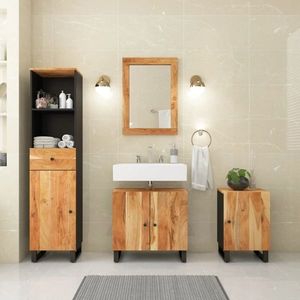 vidaXL Set mobilier de baie, 4 piese, lemn masiv de acacia imagine