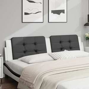 vidaXL Pernă pentru tăblie pat, negru și alb, 200cm, piele artificială imagine
