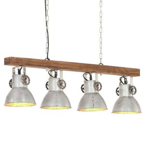 vidaXL Lampă suspendată industrială, argintiu, lemn de mango, E27 imagine