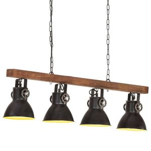 vidaXL Lampă suspendată industrială, negru, lemn de mango, E27 imagine