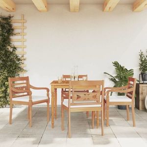 vidaXL Set mobilier pentru grădină cu perne, 5 piese, lemn masiv tec imagine