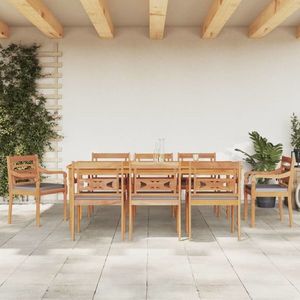 vidaXL Set mobilier grădină cu perne gri închis 9 piese lemn masiv tec imagine