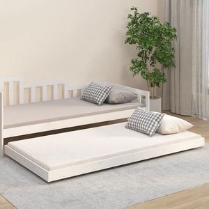 vidaXL Cadru de pat, alb, 90x200 cm, lemn de pin masiv imagine