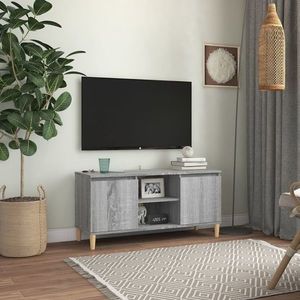 vidaXL Comodă TV cu picioare din lemn masiv, gri sonoma 103, 5x35x50 cm imagine