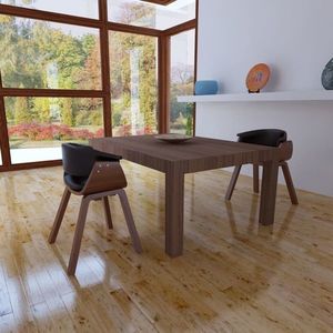 vidaXL Scaune de bucătărie, 2 buc, lemn curbat & piele ecologică imagine
