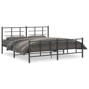 vidaXL Cadru pat cu tăblie la cap/picioare, negru, 180x200 cm imagine