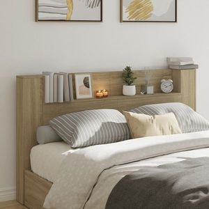 vidaXL Tăblie de pat cu dulap și LED, stejar sonoma, 180x16, 5x103, 5 cm imagine