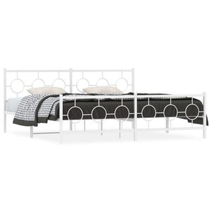vidaXL Cadru de pat cu tăblie la cap și picioare, alb, oțel imagine