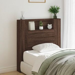 vidaXL Tăblie de pat cu dulap și LED, stejar maro, 100x16, 5x103, 5 cm imagine