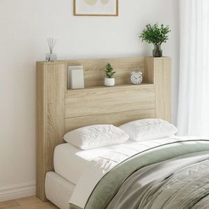 vidaXL Tăblie de pat cu dulap și LED, stejar sonoma, 120x16, 5x103, 5 cm imagine
