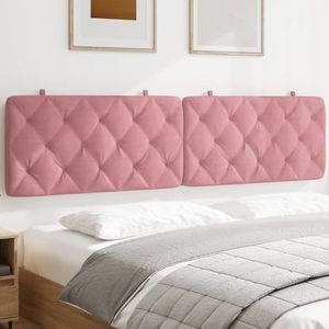 vidaXL Pernă tăblie de pat, roz, 200 cm, catifea imagine